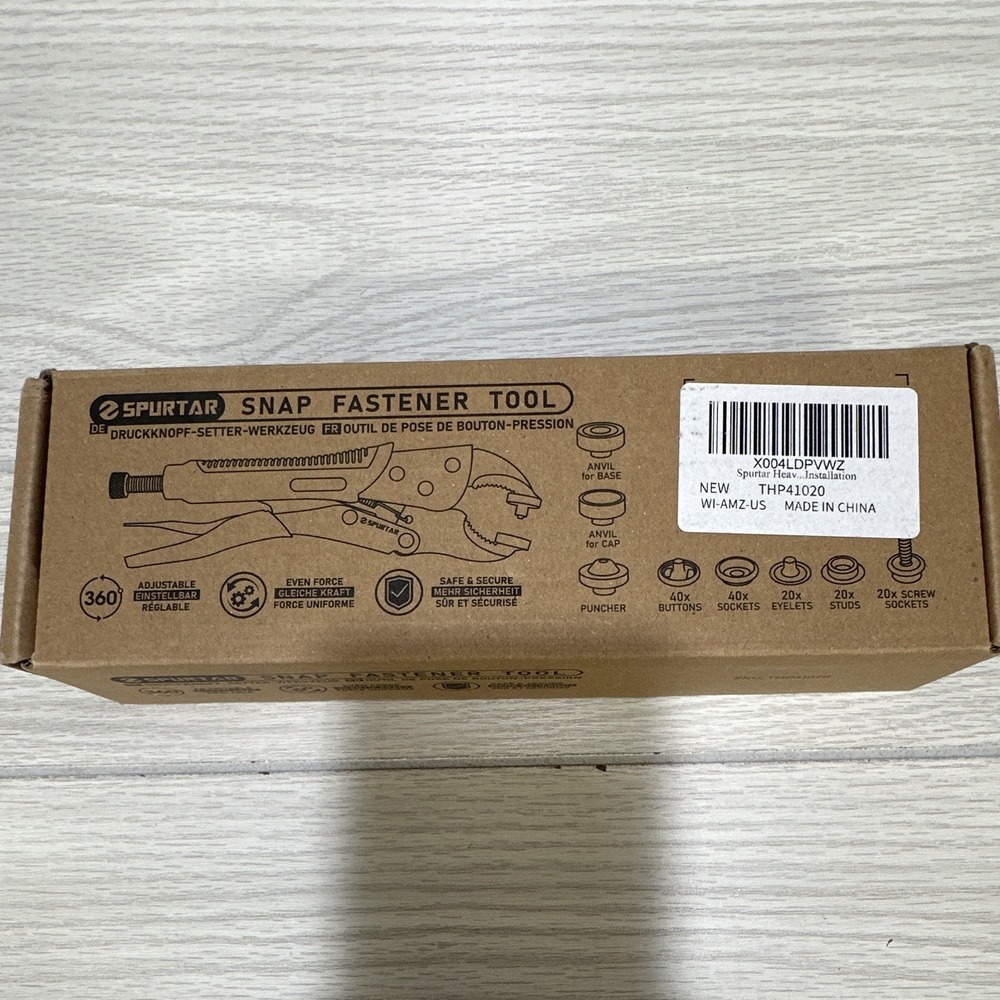 Spurtar Snap Fastener Tool 360 Degree Adjustable Even Force
